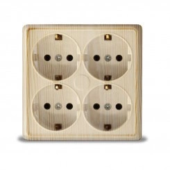 Розетка 4-м ОП Олимп с заземл. квадрат сосна UNIVersal 1177 Розетка 4-м ОП Олимп с заземл. квадрат сосна UNIVersal 1177