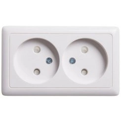 Розетка 2-м ОП Хит 16А IP20 без заземл. защ. шторки бел. SchE RA16-233-B