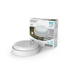 Светильник светодиодный ЖКХ Elementary D140х51 8Вт 680лм 4000К 160-260В IP65 круг бел. Gauss 126411208