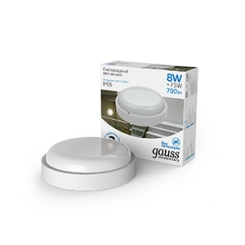 Светильник светодиодный ЖКХ Elementary D140х51 8Вт 700лм 6500К 160-260В IP65 круг бел. Gauss 126411308