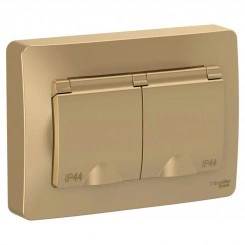 Розетка 2-м СП Blanca 16А IP44 250В с заземл. защ. шторки с крышкой титан SchE BLNRS441124 Розетка 2-м СП Blanca 16А IP44 250В с заземл. защ. шторки с крышкой титан SchE BLNRS441124