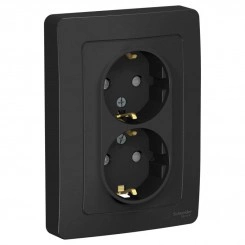 Розетка 2-м СП Blanca 16А IP20 250В с заземл. защ. шторки антрацит SchE BLNRS001126 Розетка 2-м СП Blanca 16А IP20 250В с заземл. защ. шторки антрацит SchE BLNRS001126