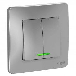 Выключатель 2-кл. СП Blanca 10А IP20 (сх. 5) 250В с подсветкой алюм. SchE BLNVS010513 Выключатель 2-кл. СП Blanca 10А IP20 (сх. 5) 250В с подсветкой алюм. SchE BLNVS010513