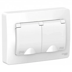 Розетка 2-м СП Blanca 16А IP44 250В с заземл. защ. шторки с крышкой бел. SchE BLNRS441121 Розетка 2-м СП Blanca 16А IP44 250В с заземл. защ. шторки с крышкой бел. SchE BLNRS441121