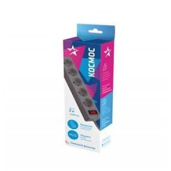 Удлинитель с сетевым фильтром 5х3м с заземл. 10А IP20 2.2кВт 3х0.75 индикатор сети сер. Космос FKsm3m-5g(G) Удлинитель с сетевым фильтром 5х3м с заземл. 10А IP20 2.2кВт 3х0.75 индикатор сети сер. Космос FKsm3m-5g(G)