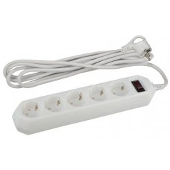 Удлинитель с сетевым фильтром 5х1.5м USF-5es-1.5m-W с заземл с выкл. ПВС 3х0.75 бел. ЭРА Б0019031 Удлинитель с сетевым фильтром 5х1.5м USF-5es-1.5m-W с заземл с выкл. ПВС 3х0.75 бел. ЭРА Б0019031