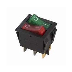 Выключатель клавишный 250В 15А (6с) ON-OFF крас./зел. с подсветкой двойной (RWB-511) Rexant 36-2450