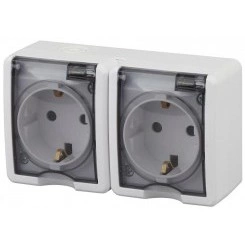 Розетка 2-м ОП Эра Эксперт 11-2403-01 16А IP54 16AX 250В 2х2P+E бел. Эра Б0020716 Розетка 2-м ОП Эра Эксперт 11-2403-01 16А IP54 16AX 250В 2х2P+E бел. Эра Б0020716