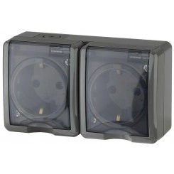 Розетка 2-м ОП Эра Эксперт 11-2404-03 16А IP54 16AX 250В 2х2P+E защ. шторки сер. Эра Б0020719 Розетка 2-м ОП Эра Эксперт 11-2404-03 16А IP54 16AX 250В 2х2P+E защ. шторки сер. Эра Б0020719