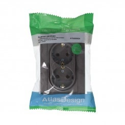 Розетка 2-м СП AtlasDesign 16А IP20 с заземл. в сборе мокко SchE ATN000624