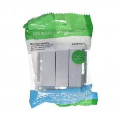 Механизм выключателя 3-кл. СП AtlasDesign 10А IP20 (сх. 1+1+1) 10AX алюм. SchE ATN000331