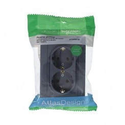 Розетка 2-м СП AtlasDesign 16А IP20 с заземл. в сборе грифель SchE ATN000724