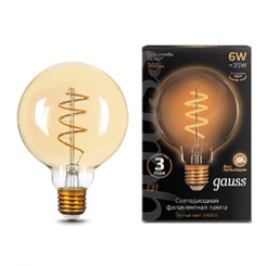 Лампа светодиодная филаментная Black Filament Flexible 6Вт G95 2400К E27 Golden Gauss 105802007 Лампа светодиодная филаментная Black Filament Flexible 6Вт G95 2400К E27 Golden Gauss 105802007