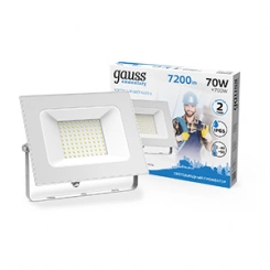 Прожектор светодиодный Elementary 70Вт 6500К 7200лм IP65 175-265В бел. Gauss 613120370 Прожектор светодиодный Elementary 70Вт 6500К 7200лм IP65 175-265В бел. Gauss 613120370