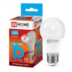 Лампа светодиодная LED-A60-VC 15Вт 4000К нейтр. бел. E27 1350лм 230В IN HOME 4690612020273 Лампа светодиодная LED-A60-VC 15Вт 4000К нейтр. бел. E27 1350лм 230В IN HOME 4690612020273