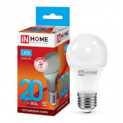 Лампа светодиодная LED-A60-VC 20Вт 4000К нейтр. бел. E27 1800лм 230В IN HOME 4690612020303