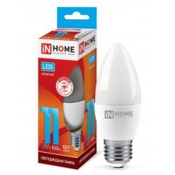 Лампа светодиодная LED-Свеча-VC 11Вт свеча 4000К нейтр. бел. E27 990лм 230В IN HOME 4690612020495