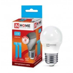 Лампа светодиодная LED-Шар-VC 11Вт шар 4000К нейтр. бел. E27 990лм 230В IN HOME 4690612020617 Лампа светодиодная LED-Шар-VC 11Вт шар 4000К нейтр. бел. E27 990лм 230В IN HOME 4690612020617