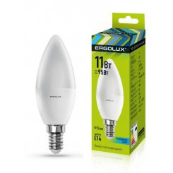 Лампа светодиодная LED-C35-11W-E14-4K Свеча 11Вт E14 4500К 172-265В Ergolux 13619
