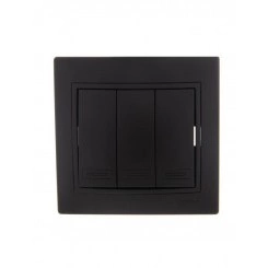 Выключатель 3-кл. 1п СП Mira 10А IP20 со вставкой черн. бархат LEZARD 701-4242-109 Выключатель 3-кл. 1п СП Mira 10А IP20 со вставкой черн. бархат LEZARD 701-4242-109