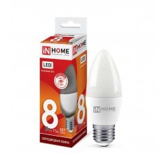 Лампа светодиодная LED-СВЕЧА-VC 8Вт 230В E27 6500К 720лм IN HOME 4690612024820 Лампа светодиодная LED-СВЕЧА-VC 8Вт 230В E27 6500К 720лм IN HOME 4690612024820