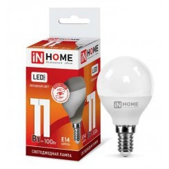 Лампа светодиодная LED-ШАР-VC 11Вт 230В E14 6500К 990лм IN HOME 4690612024929