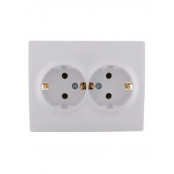 Розетка 2-м СП Karina с заземл. термопласт бел. LEZARD 707-0200-127B