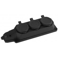 Колодка 3-м с заземл. 16А IP44 K-3e-B-IP44 каучук черн. Эра Б0044545