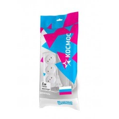 Удлинитель 3х5м 6А IP20 ШВВП 2х0.75 Космос YKsm5m-3g(6A)E