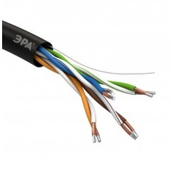 Кабель витая пара U/UTP кат.5e 4х2х24AWG solid CCA PE OUTDOOR SIMPLE черн. 305м (м) Эра Б0044436