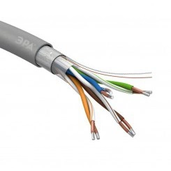 Кабель витая пара F/UTP кат.5e 4х2х24AWG solid CCA PVC SIMPLE сер. 305м (м) Эра Б0044440