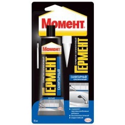 Герметик силиконовый санитарный "Момент ГЕРМЕНТ" 85мл на един. блистере прозр. Момент Б0022960