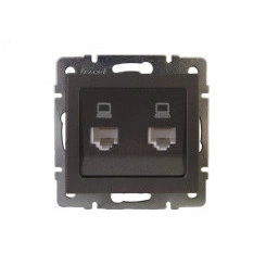 Розетка RAIN компьютерная 2-ая черный графит матовый механизм