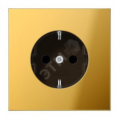 Штепсельная розетка SCHUKO одинарная, с заземлением, без шторок, 16A, 250В  (механизм + накладка, без рамки). Серия LS990  Материал- металл  золото