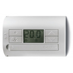 Термостат комнатный питание 3В DС 1СО 5А монтаж на стену кнопки вкл/выкл лето/зима дисплей серебристый металлик