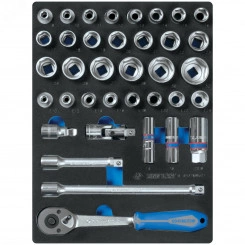 Набор торцевых головок 1/2' с принадлежностями, шестигранные, ложемент, 37 предметов Набор торцевых головок 1/2' с принадлежностями, шестигранные, ложемент, 37 предметов