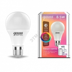 Лампа светодиодная умная LED 8.5 Вт 806 Лм 2700-6500К E27 A60 RGBW +изм.цвет.темп.+диммирование управление по Wi-Fi Smart Home Gauss