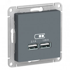 Розетка ATLASDESIGN USB 5В 1 порт x 2,1 А 2 порта х 1,05 А механизм грифель