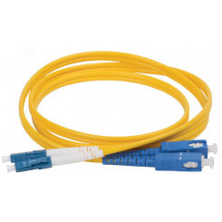 Шнур оптический коммутационный переходной (патч-корд) для одномодового кабеля (SM) 9/125 (OS2) LC/UPC-SC/UPC двойного исполнения (Duplex) LSZH 1м