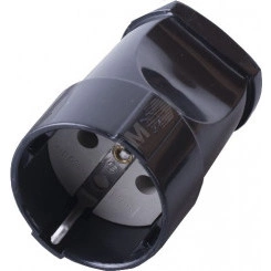 Розетка переносная одноместная с заземленем, 250В,16А,IP20,пластик, черный, Stekker