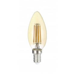 Лампа сетодиодная декоративная LED 8w E14 4000K свеча золотая филамент 230/50 Jazzway