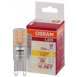 Лампа светодиодная LED 2,6Вт G9 STAR PIN30 (замена 30Вт), теплый белый свет Osram