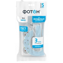 Удлинитель сетевой ФОТОН 16-33Е [1х3], 3м, 16А, с заземл, Белый
