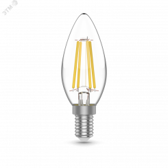 Лампа светодиодная LED 4.5 Вт 400 Лм 2700К теплая Е14 Свеча Basic Filament Gauss