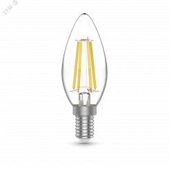 Лампа светодиодная LED 4.5 Вт 400 Лм 2700К теплая Е14 Свеча Basic Filament Gauss