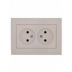 Розетка RAIN двойная б/з керамика белая Розетка RAIN двойная б/з керамика белая