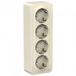 Розетка BLANCA наружная четырехпостовая, с заземлением, со шторками, с изолирующей пластиной, 16А, 250В, молочный