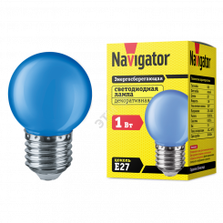 Лампа светодиодная LED 1вт Е27 синий шар