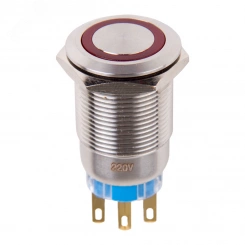 Кнопка антивандальная ?19 250В Фикс (5с) ON-OFF/OFF-ON подсв/красная REXANT Кнопка антивандальная ?19 250В Фикс (5с) ON-OFF/OFF-ON подсв/красная REXANT