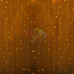 Гирлянда профессиональная Светодиодный Дождь 2х3м постоянное свечение прозрачный провод 220В желтый